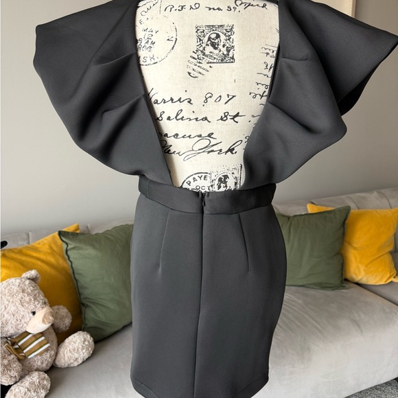 AKIRA Dramatic Black Mini Dress - Picture 2 of 6